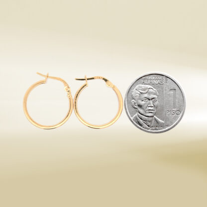18K Yellow Gold Brand Inspired Hoop Earrings - Image 2
