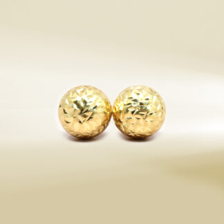 18K Yellow Gold Puffy Ball Design Earrings
