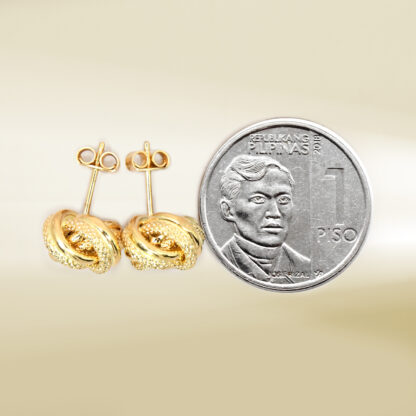 18K Yellow Gold Knot Design Earrings - Image 2