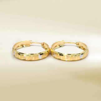 18K Two-Tone Hoop Design Earrings