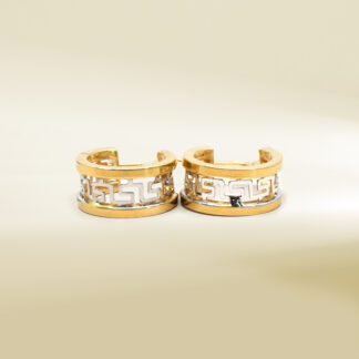 18K Two-Tone Hoop Design Earrings