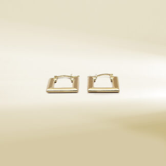 18K Yellow Gold Square Shaped Hoop Earrings