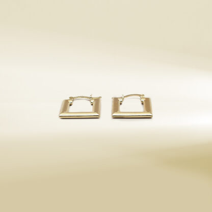 18K Yellow Gold Square Shaped Hoop Earrings