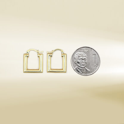 18K Yellow Gold Square Shaped Hoop Earrings - Image 2