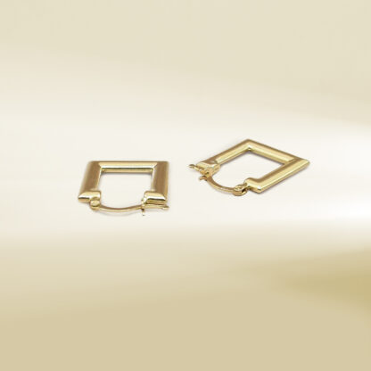18K Yellow Gold Square Shaped Hoop Earrings - Image 3