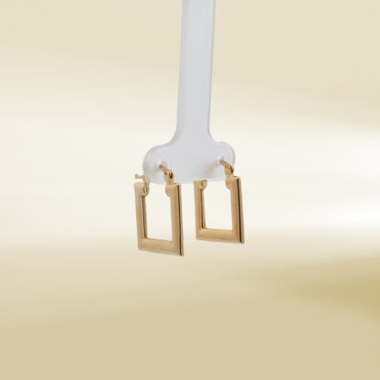 18K Yellow Gold Square Shaped Hoop Earrings - Image 4