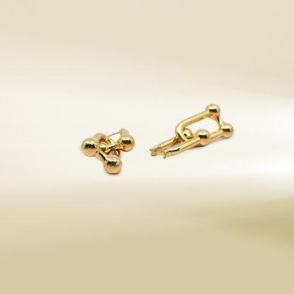 18K Yellow Gold Brand-Inspired Chunky Earrings - Image 3