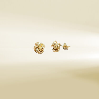 18K Yellow Gold Knot Design Earrings - Image 3