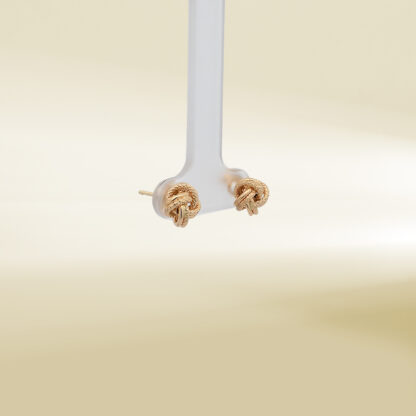 18K Yellow Gold Knot Design Earrings - Image 4
