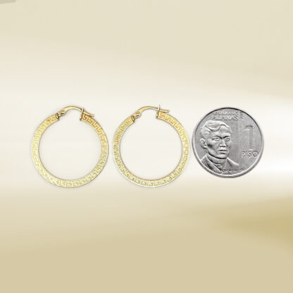 18K Yellow Gold Brand-Inspired Hoop Earrings - Image 2