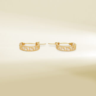 18K Yellow Gold Brand Inspired Mini Hoop Earrings