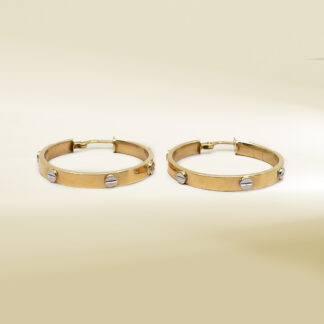 18K Two-Tone Brand-Inspired Hoop Earrings