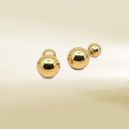 18K Yellow Gold Ball Design Earrings - Image 3