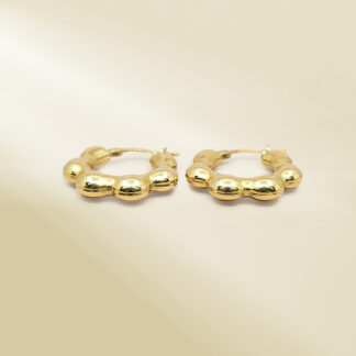 18K Yellow Gold Flower Shaped Hoop Earrings