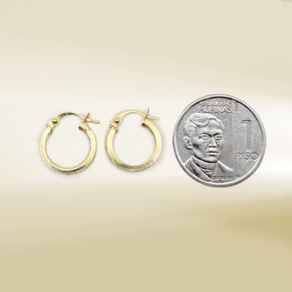 18K Yellow Gold Brand-Inspired Mini Hoop Earrings - Image 2