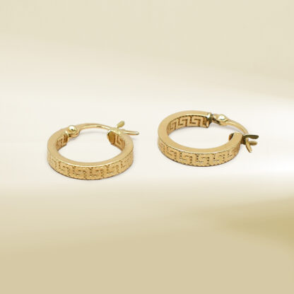 18K Yellow Gold Brand-Inspired Mini Hoop Earrings - Image 3