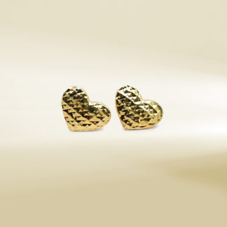 18K Yellow Gold Heart Design Earrings