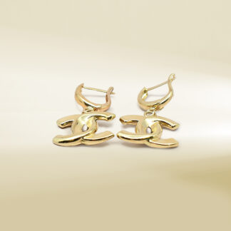 18K Yellow Gold Brand-Inspired Dangling Earrings