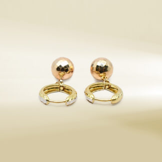 18K Tri-Color Hoop with Dangle Earrings