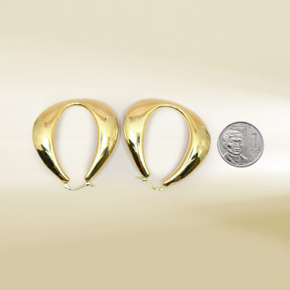 18K Yellow Gold U-Shaped Chunky Hoop Earrings - Image 2
