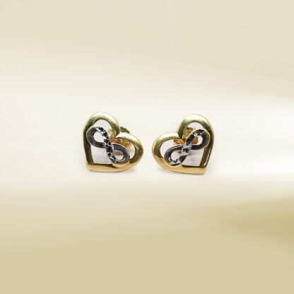 18K Two-Tone Heart and Infinity Design Earrings