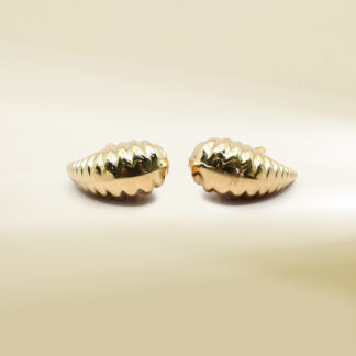 18K Yellow Gold Textured Teardrop Design Earrings