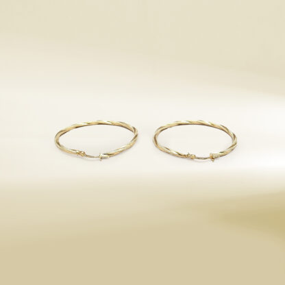 18K Yellow Gold Twisted Hoop Earrings