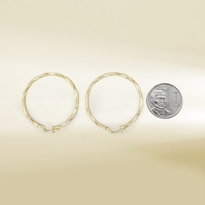 18K Yellow Gold Twisted Hoop Earrings - Image 2