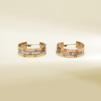 18K Tri-Color Brand Inspired Hoop Earrings