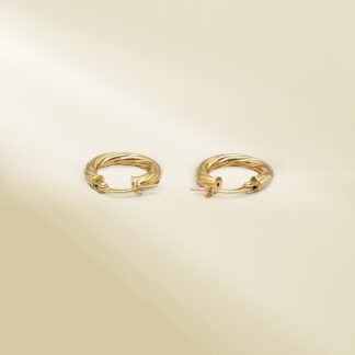 18K Yellow Gold Twisted Hoop Earrings