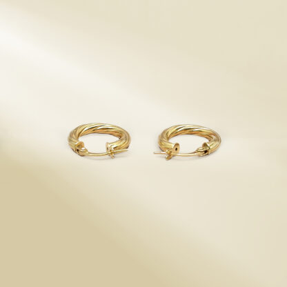 18K Yellow Gold Twisted Hoop Earrings