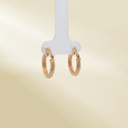 18K Yellow Gold Twisted Hoop Earrings - Image 4