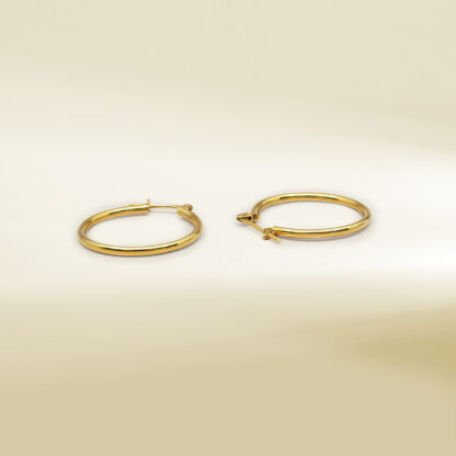 18K Yellow Gold Hoop Earrings - Image 3