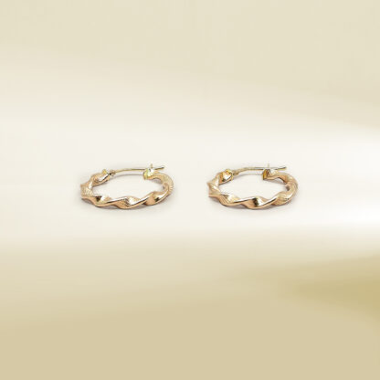 18K Yellow Gold Twisted Hoop Earrings
