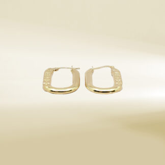 18K Yellow Gold U-Shaped Brand-Inspired Hoop Earrings