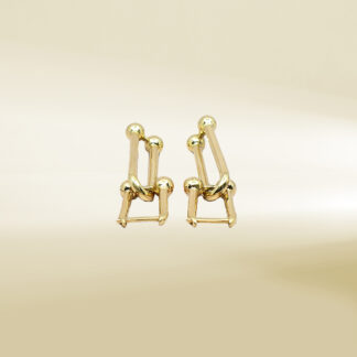 18K Yellow Gold Brand-Inspired Dangling Earrings