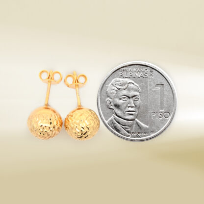 18K Yellow Gold Ball Design Earrings - Image 2