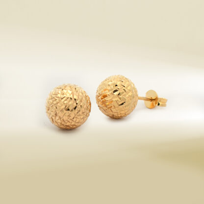 18K Yellow Gold Ball Design Earrings - Image 3