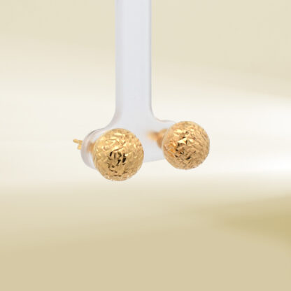 18K Yellow Gold Ball Design Earrings - Image 4