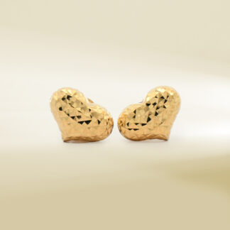 18K Yellow Gold Heart Design Earrings