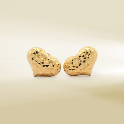 18K Yellow Gold Heart Design Earrings