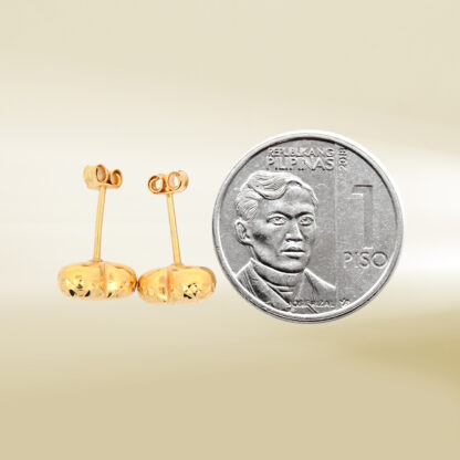 18K Yellow Gold Heart Design Earrings - Image 2