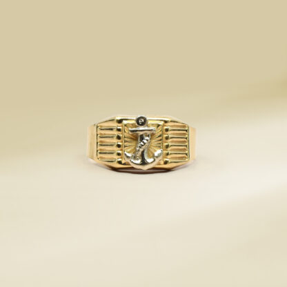 18K Two-Tone Anchor Design Gents' Ring