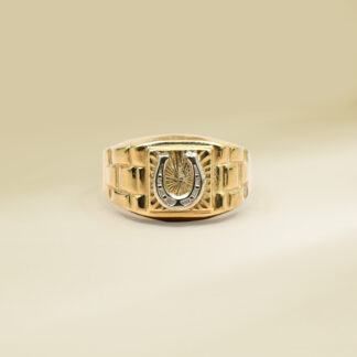 18K Two-Tone Horseshoe Design Gents' Ring
