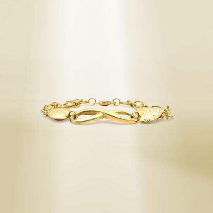 18K Yellow Gold Heart and Infinity Layered Bracelet