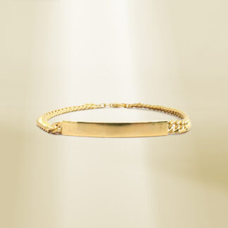 18K Yellow Gold Curb Chain ID Bracelet