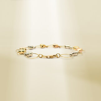 18K Tri-Color Heart Design Bracelet