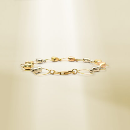 18K Tri-Color Heart Design Bracelet