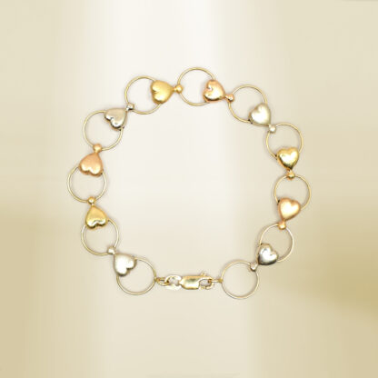 18K Tri-Color Heart Design Bracelet - Image 2