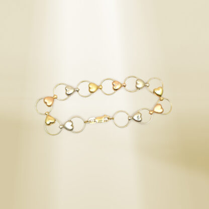 18K Tri-Color Heart Design Bracelet - Image 3